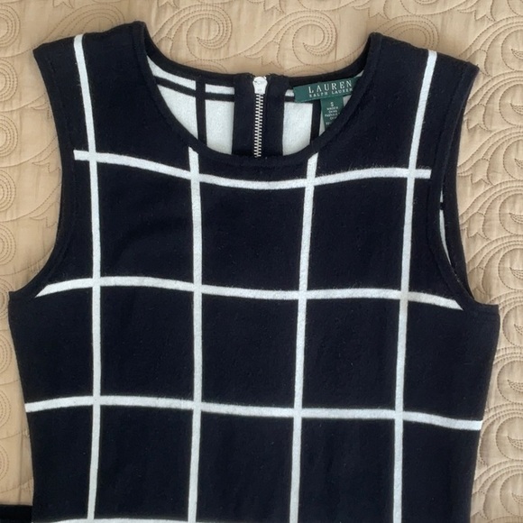 Lauren Ralph Lauren Navy & White Sleeveless knit Midi Dress / Size Small - Picture 4 of 15
